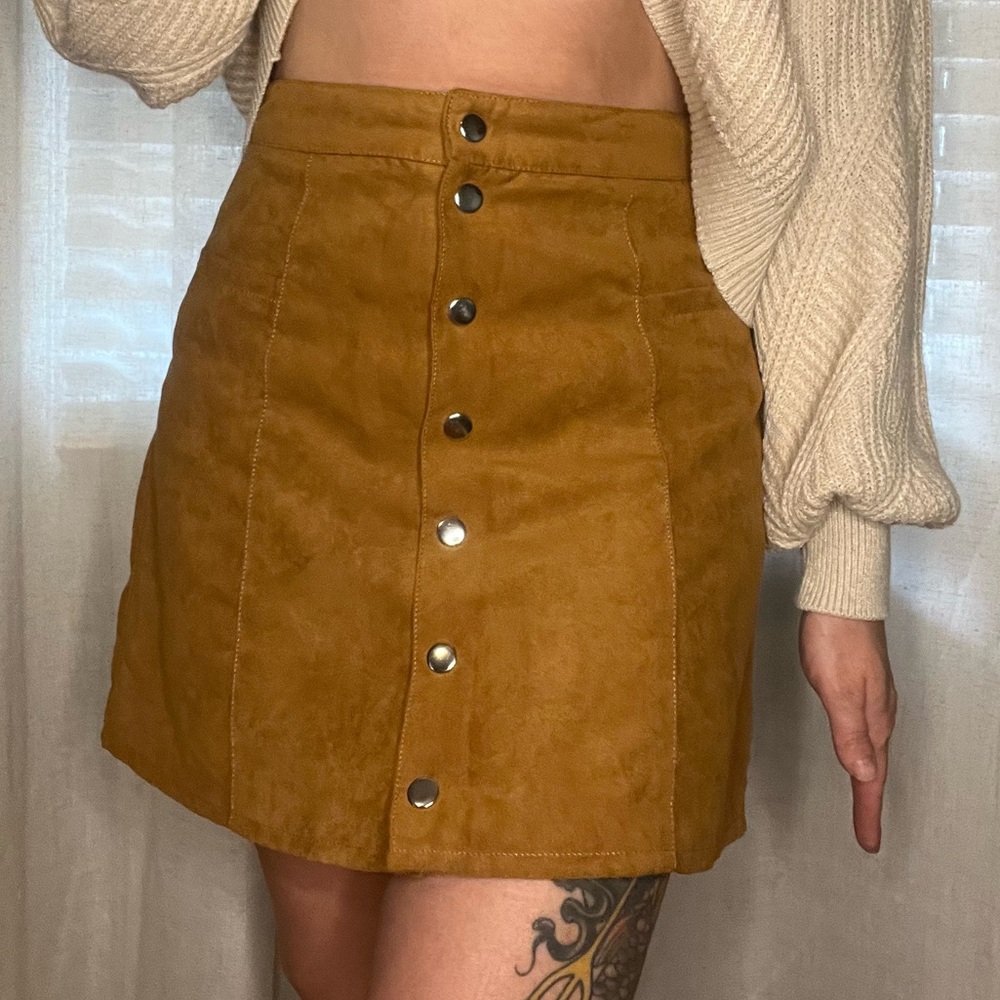 Tan brown mini skirt